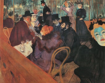 Henri de Toulouse-Lautrec vintage print 1976 | &quot;Bij de Moulin Rouge&quot; (1892) | Woondecoraties | Muurkunst | Kunstafdruk