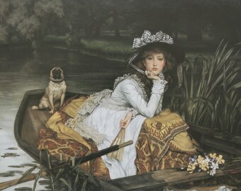 James-Jacques-Joseph Tissot Vintage Print 1984 | "A Young Girl in a Boat" (1870) | Art Print | Home Decor | Wall Art | Realism | Wall Decor