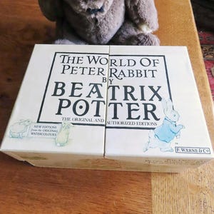 Vintage 1987 'The World of Peter Rabbit' by Beatrix Potter; complete 23-book revised "New Editions" boxed set, published by F. Warne & Co