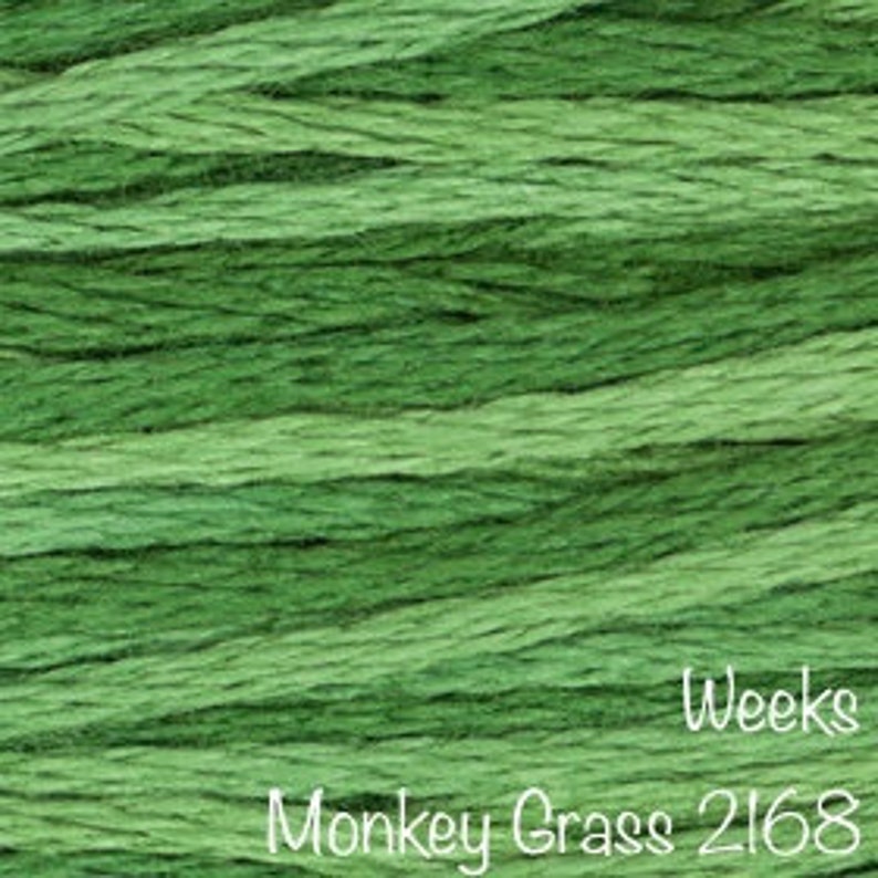 WEEKS DYE WORKS \u201cMonkey Grass 2168\u201d hand over-dyed embroidery floss