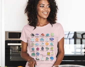 Gemstone TShirt, Boho T Shirt, Mystical Geologist CottageCore Tee, Crystal Lover Granola Girl Tee, Witchy Hippie Shirt, Goblincore Clothes