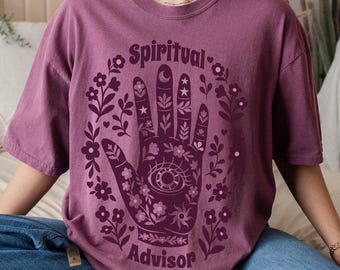 Evil Eye Spiritual Advisor Comfort Colors T-Shirt, Retro Linocut Style Tee