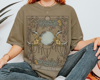 Triple Moon Tarot Card Comfort Colors T-Shirt: Mystical Witchy Tee