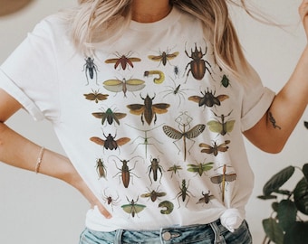 T-shirt surdimensionné d'insecte vintage, chemise d'insecte de Goblincore, tee-shirt d'entomologie, cadeau d'amoureux de la nature de jardinage, T-shirt rétro Cottagecore Forestcore