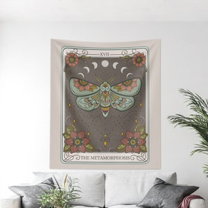 La tenture murale de tapisserie de carte de tarot de métamorphose, décor à la maison de cottagecore de sorcière de papillon, décor spirituel céleste de salon de chambre à coucher