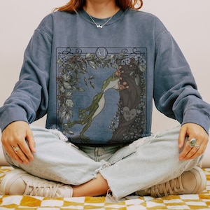 Custom The Lovers Tarot Card Comfort Kleuren Sweatshirt, Goblincore Kikker Crewneck Sweatshirt, Cottagecore Mushroom Forest Trui, Kikker Cadeau