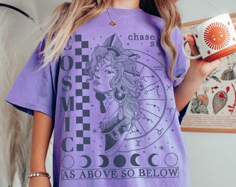 Cosmic Goddess Comfort Colors T-Shirt: Witchy Celestial Graphic Tee