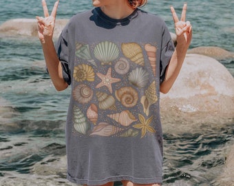 Seashell Comfort Colors T-Shirt: Retro Ocean Beach Tee