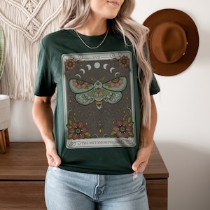 The Metamorphosis Tarot Card T-Shirt, Butterfly Oversized T-Shirt, Mystical Witchy Tee, Cottagecore Butterfly Shirt, Forestcore Aesthetic