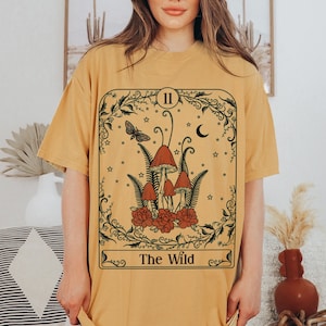 Mushroom Custom Tarot Card TShirt, Goblincore Aesthetic Clothing, Boho Retro Ad Meliora Tarot, Vintage Oracle Card Shirt, Nature Lover Gift