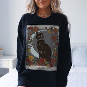 De bekende Custom Tarot Card Crewneck Sweatshirt, Spirit Animal Pullover Sweater, Gepersonaliseerde Witchy Oversized Sweatshirt, Mystieke Shirt