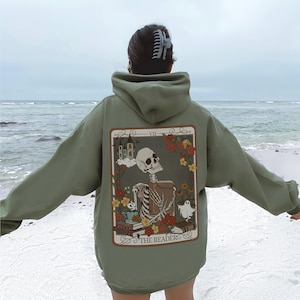 The Reader Tarot Card Oversized Hooded Sweatshirt, Witchy Stuff, Book Lover Sweatshirt, Reader Hoodie, Teacher Gift Reading Shirt,