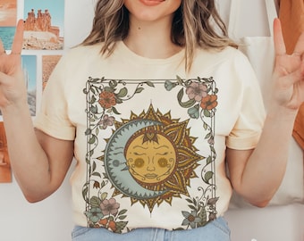Sun and Moon T-Shirt: Boho Cottagecore Celestial Tee