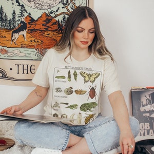 Vintage Metamorphosis Oversized TShirt, Cottagecore Aesthetic, Trendy Goblincore Shirt, Cute Boho Tee, Witchy Clothing, Nature Lover Gift