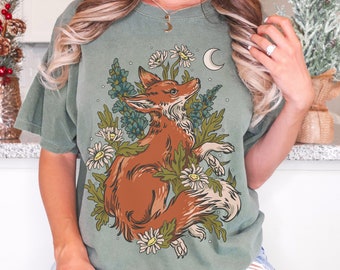 Forestcore Fox Graphic T-Shirt: Comfort Colors Unisex Tee