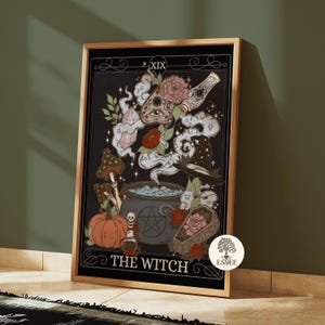 The Witch aangepaste tarotkaart poster, gepersonaliseerd Witchy Goblincore decor, mystieke magische heks muur decor, Dark Academia Home Decor