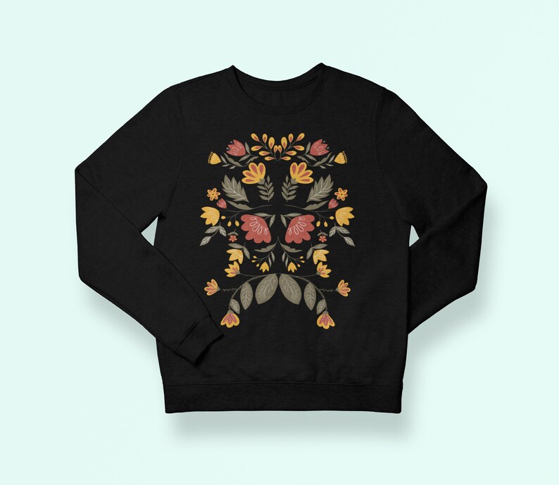 Scandinavian Folk Art Crewneck Sweatshirt Norwegian Folk Art - Etsy