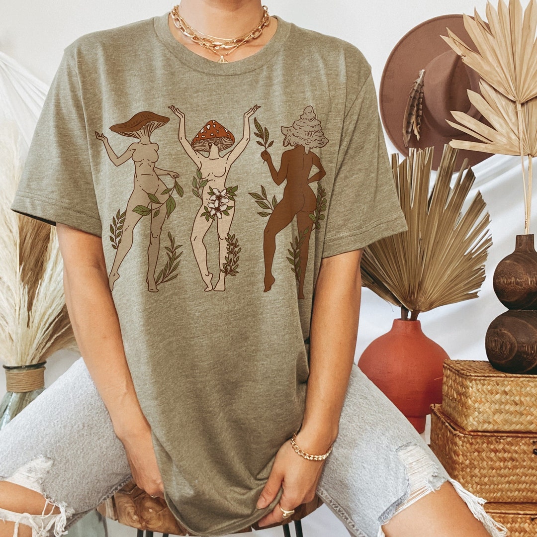 Mushroom Ladies Oversized Tshirt Trendy Botanical Fungi Etsy
