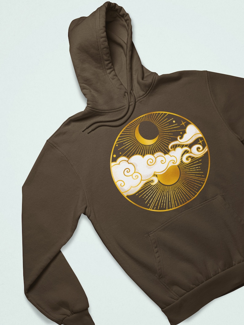 sun and moon print hoodie