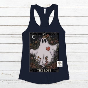The Lost Tarot Card Women's Racerback Tank, Mystical Spooky Ghost Shirt, Cute Ghost Tank Top, Goth Goblincore Clothing, Indie Oracle Cards