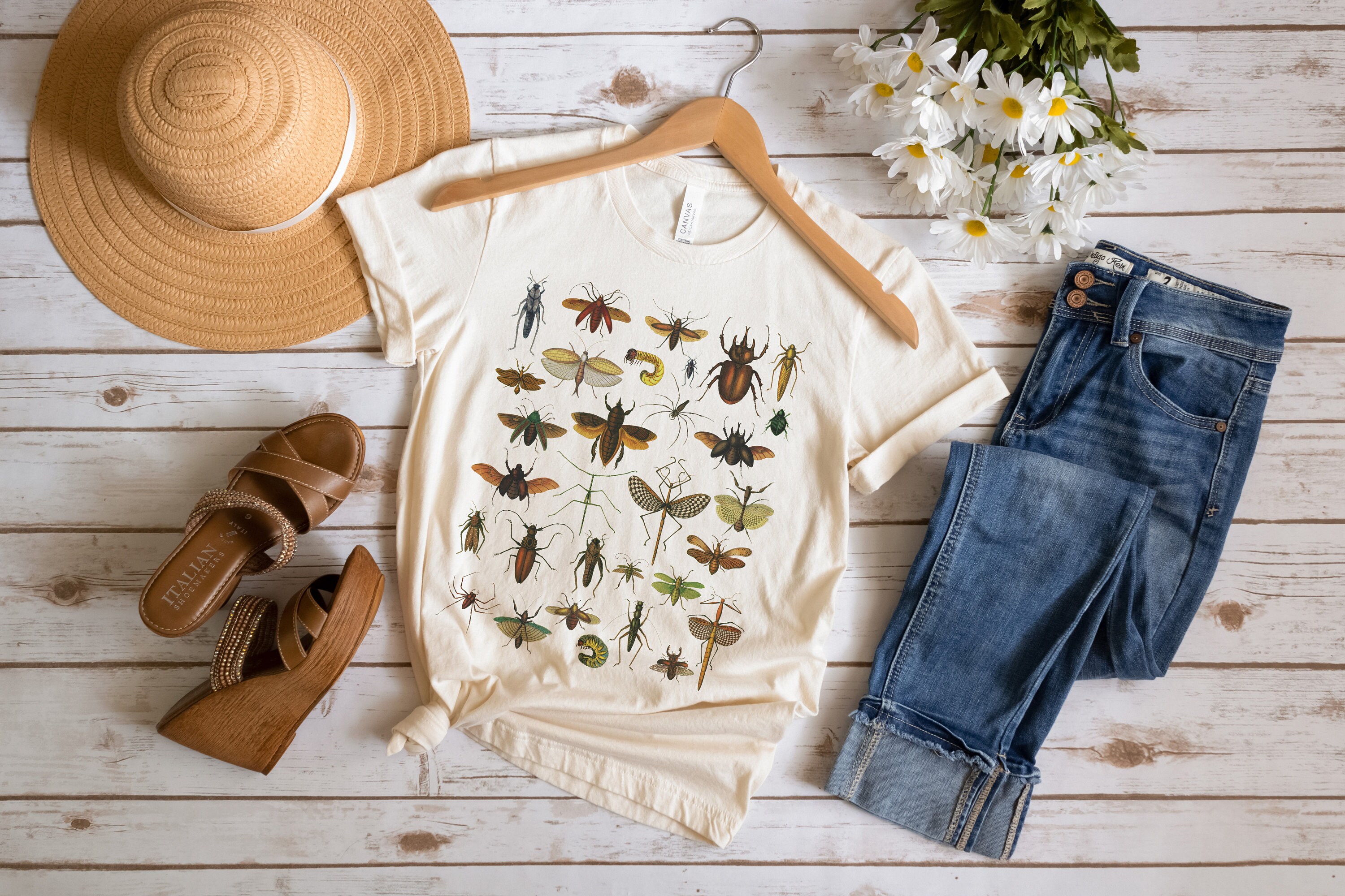 Vintage Insect Oversized Tshirt, Goblincore Bug Shirt