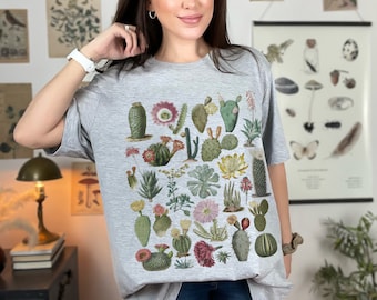 Cactus Western Shirt,  Succulent Shirt, Cottage Core Tee, Plant Lover TShirt, Desert Garden Botanical Tee Shirt, Cactus Plant Graphic Tee