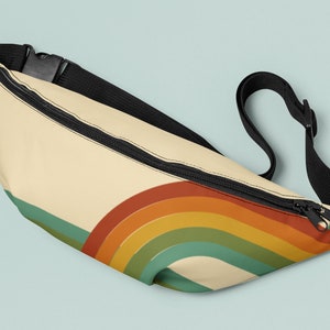 Retro Custom Hip Bag, Vintage Ästhetische 70er Jahre Bauchtasche, Trendy Hip Geldbörse für Frauen, Festival Tasche, Regenbogen Hip Gürteltasche, süßes Accessoire
