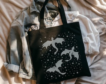 Sac fourre-tout en toile de coton Dragon livresque : cadeau de lecture fantastique