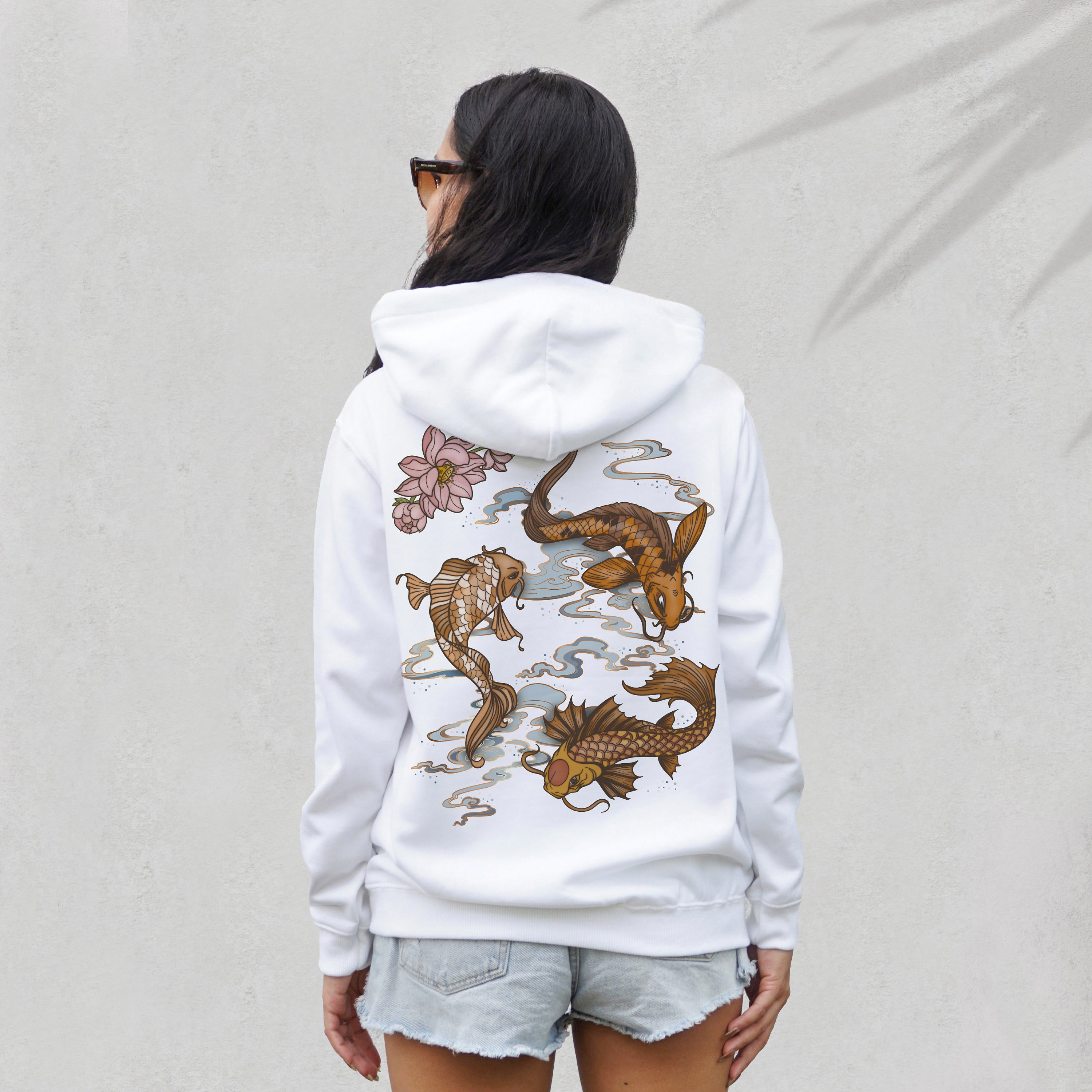Koi Fish Oversized Hoodie, Lucky Summer Sweatshirt, Trendy