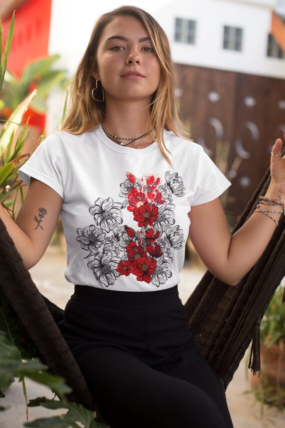 Floral tee shirts womens Clearance
