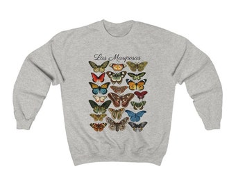 【GRAVER】22FW★ [UNISEX] Butterfly Sweatshirt Wild Lady Embroidered Butterfly Sweatshirt in Oxblood – Wild