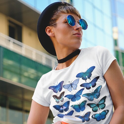 Blue Butterfly Shirt Butterfly Shirt for Women Aesthetic Shirt - Etsy  Australia