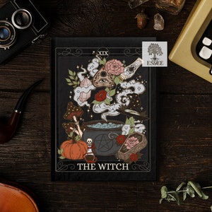 The Witch Tarot Card Custom Hardcover Notebook, Witchy Stuff Tarot Reading Journal, Goblincore Small Grimoire Book, Papelería personalizada