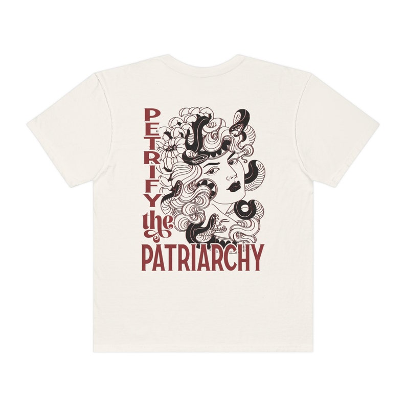 Petrify The Patriarchy Medusa Comfort Colors TShirt, Witchy Mythology Snake Oversized Shirt, Retro Aesthetic Greek Goddess Feminist TShirt Ivory