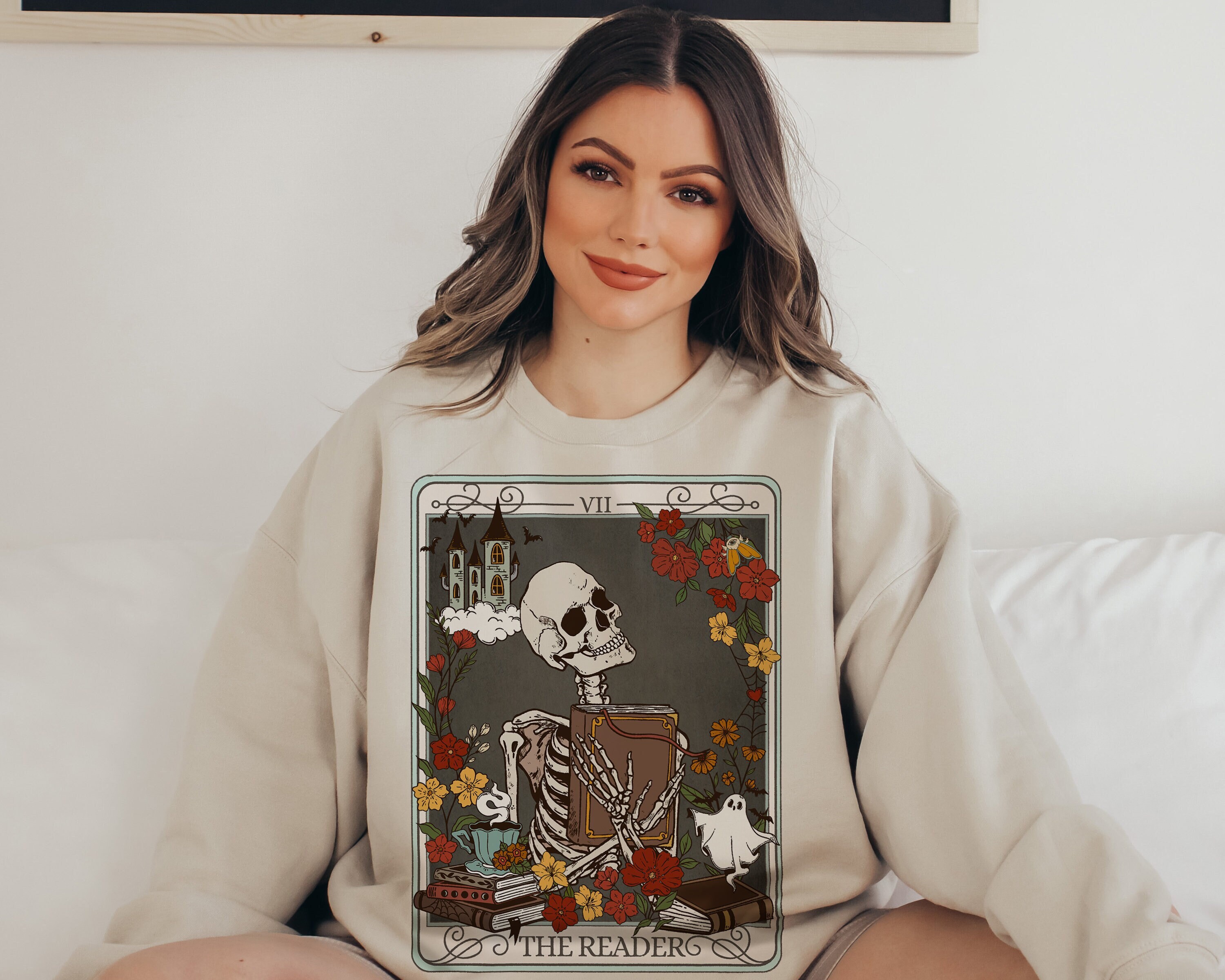The Reader Tarot Card Crewneck Sweatshirt Skeleton Pullover - Etsy Australia