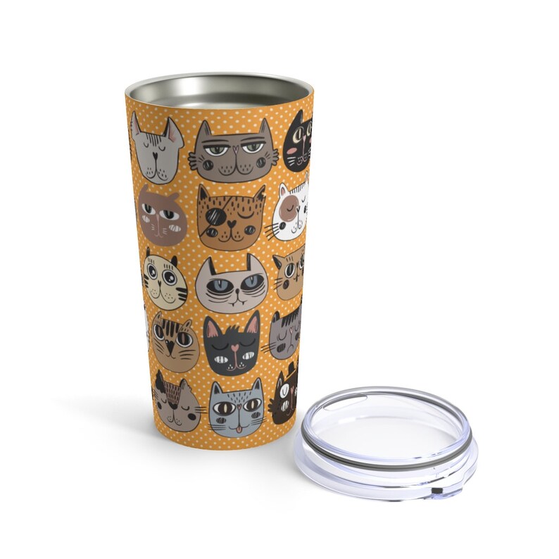 Cat Tumbler 20oz Stainless Steel Tumbler Cat Mom Gift Cat Etsy