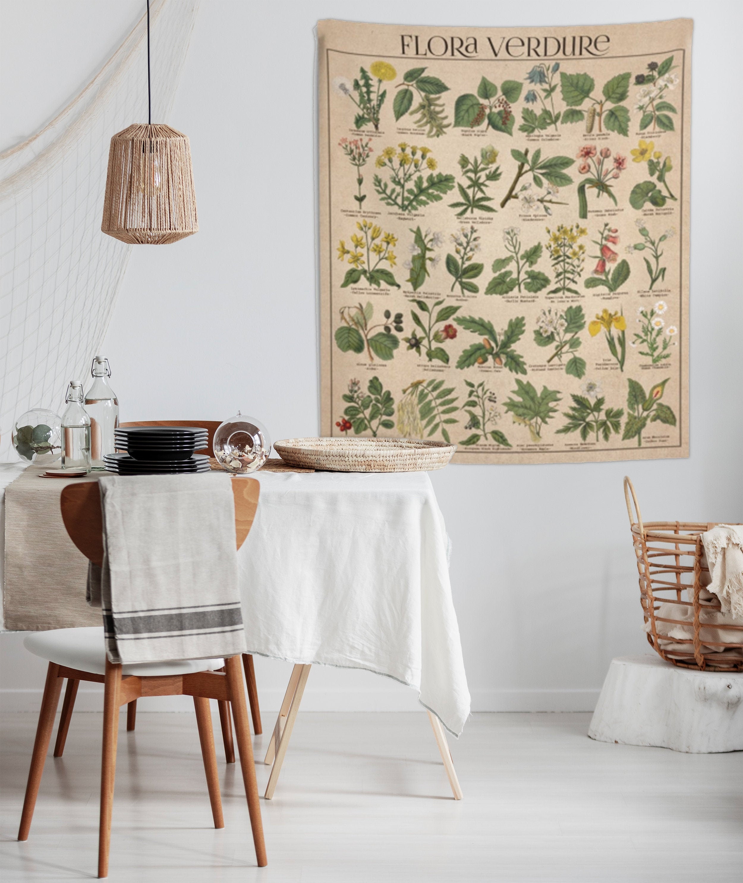 Non Colored Pattern with Floral Motifs Tapestry for Sale by lissantee