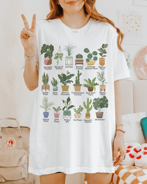 Women's Cute Plant Lover T-Shirt - Gardening Graphic Tee, Funny Aesthetic Top