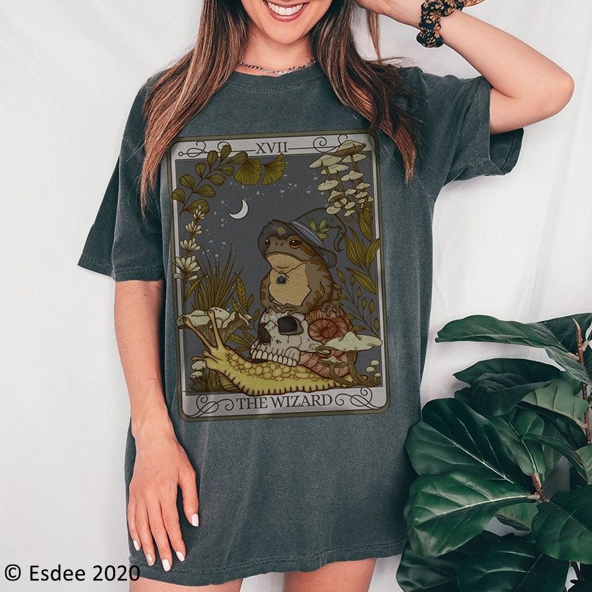 The Wizard Tarot Comfort Colors TShirt, Witchy Frog Oracle Card Shirt
