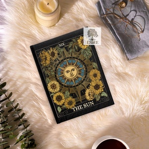 The Sun Tarot Card Custom Hardcover Notebook, Celestial Sunshine Tarot Reading Journal, Cottagecore Grimoire Book, Papelería personalizada