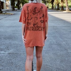 Petrify The Patriarchy Medusa Comfort Colors TShirt, Witchy Mythology Snake Oversized Shirt, Retro Aesthetic Greek Goddess Feminist TShirt Yam