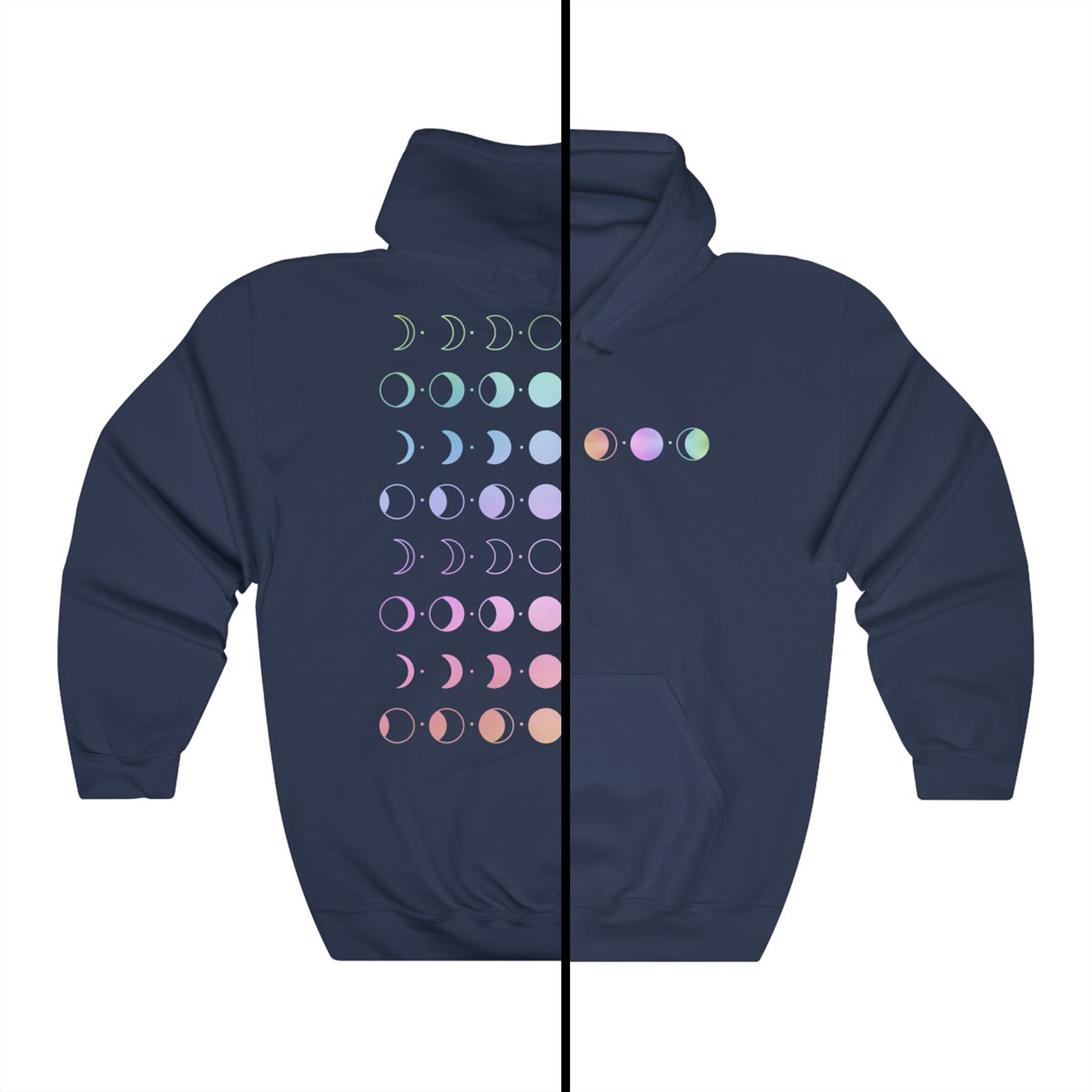 Pastel Moon Phase Hoodie Trendy Witchy Oversized Hoodie Etsy