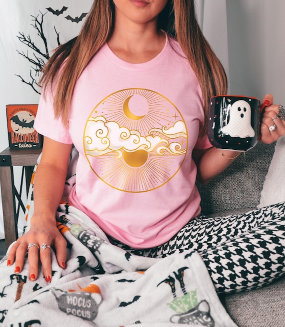 Celestial Sun and Moon T-Shirt, Boho Witchy Graphic Tee