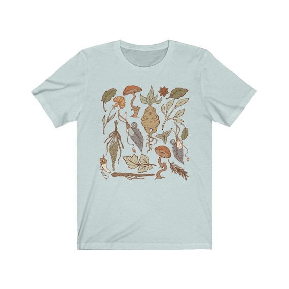 Botany Oversized Tshirt, Mandrake Herbal Tee, Boho Witchy Clothing