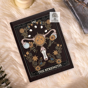 The Strength Tarot Card Custom Hardcover Notebook, Uterus Feminist Tarot Reading Journal, Small Grimoire Book, Personalized Stationary