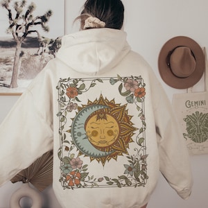 Sun and Moon Oversized Hoodie, Witchy Clothes, Celestial Sun and Moon Oversized Hoodie, Witchy Clothes, Celestial