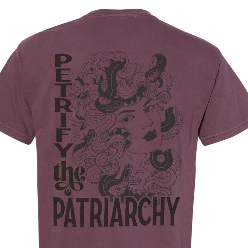 Petrify The Patriarchy Medusa Comfort Colors TShirt, Witchy Mythology Snake Oversized Shirt, Retro Aesthetic Greek Goddess Feminist TShirt Vineyard