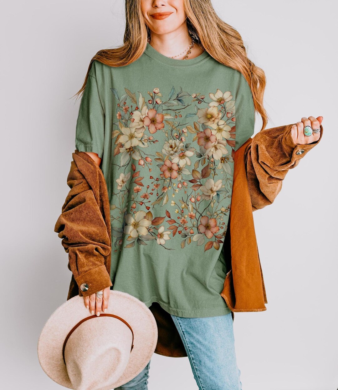 Wildflower Cottagecore Comfort Colors T-shirt: Vintage Botanical Tee - Etsy