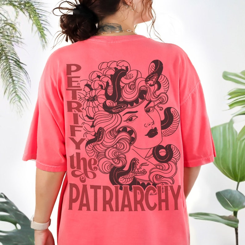 Petrify The Patriarchy Medusa Comfort Colors TShirt, Witchy Mythology Snake Oversized Shirt, Retro Aesthetic Greek Goddess Feminist TShirt Watermelon
