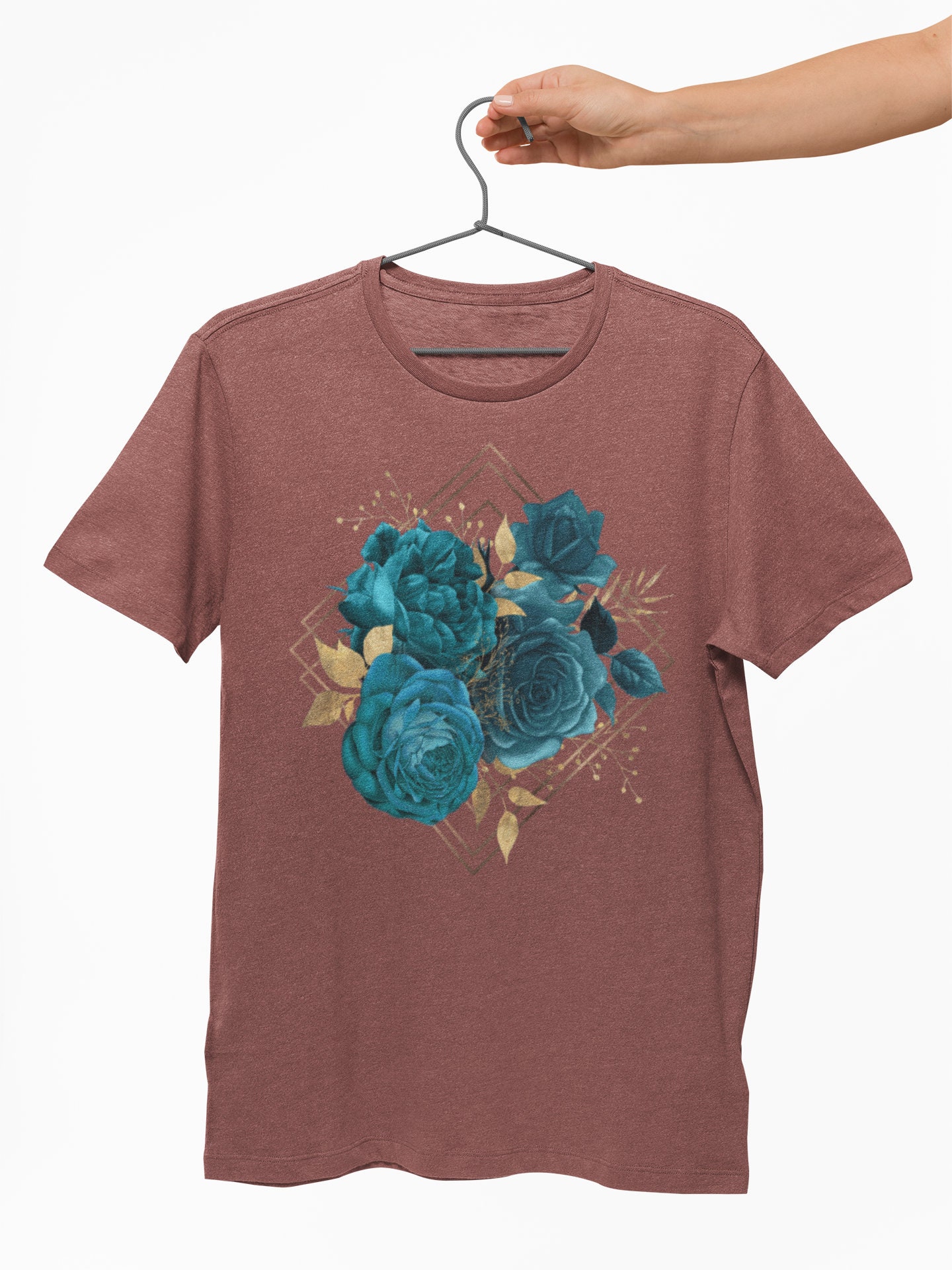 Blue Botanical Shirt Bohemian Flower Tee Aesthetic Clothing | Etsy